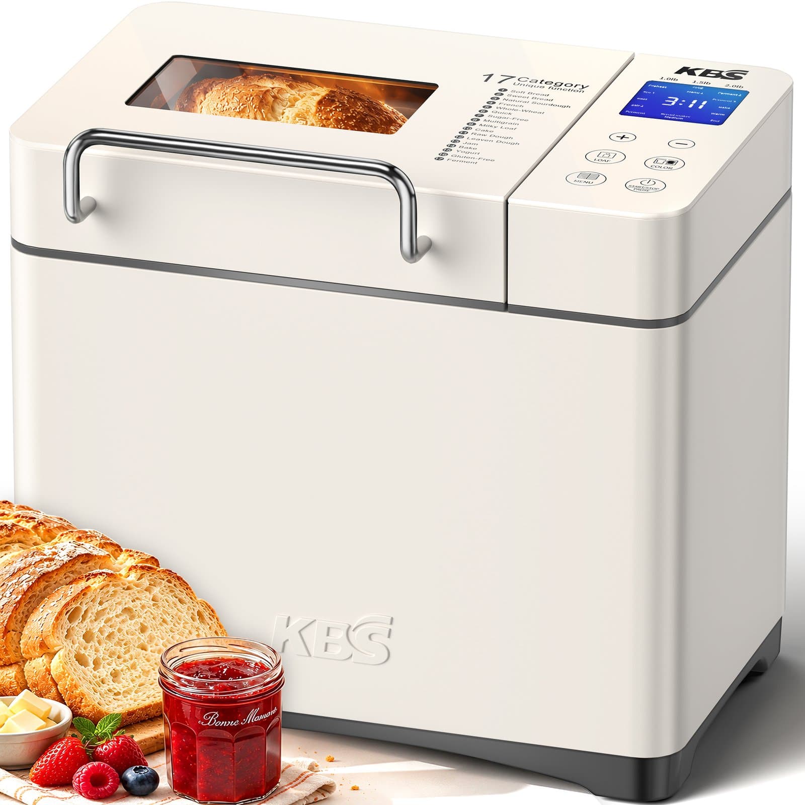 KBS MBF-010 Pro 2LB Bread Maker, White