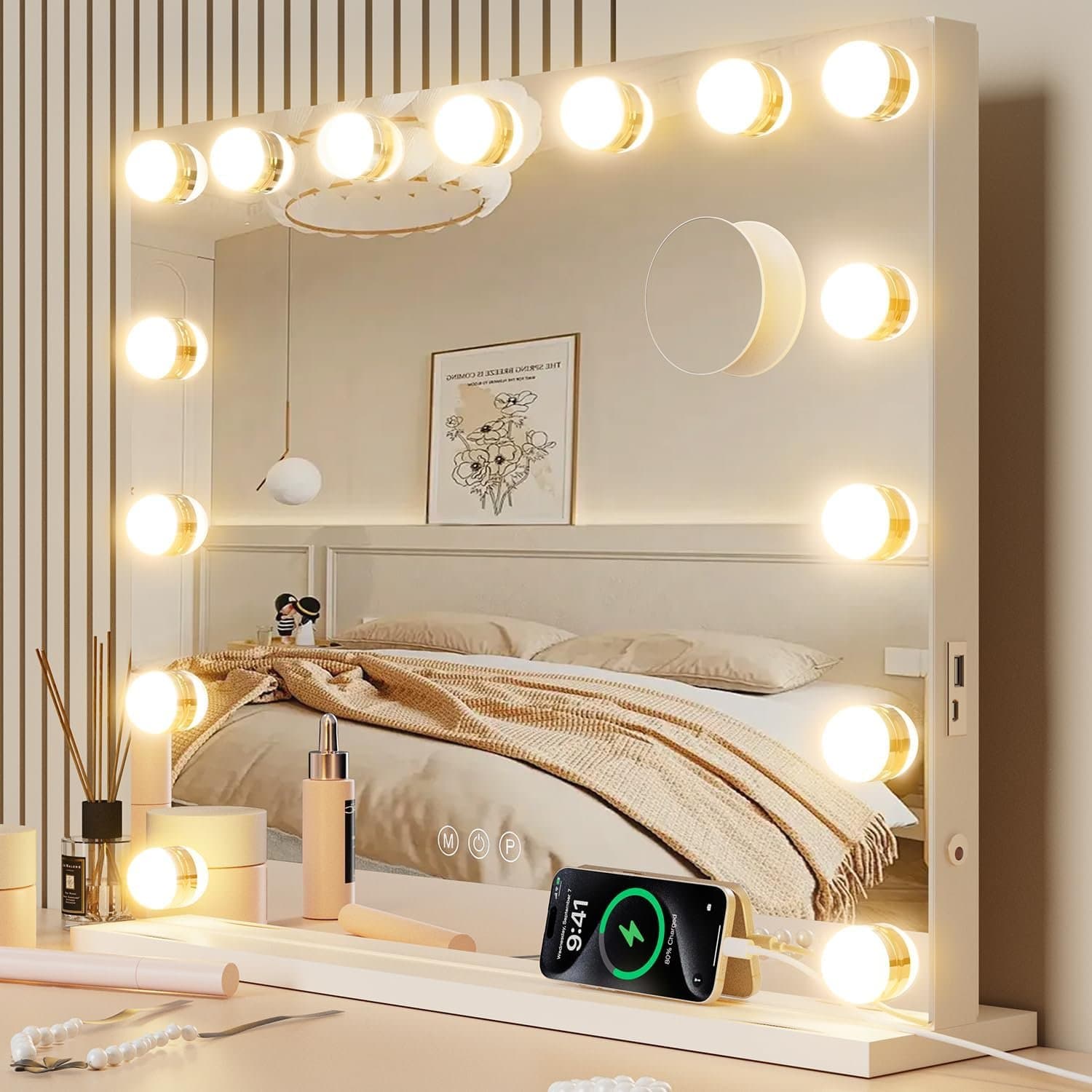 KBS Hollywood Vanity Mirror with Lights 15 LED – VESAUR M3038 - The VESAUR M3038 Hollywood vanity mirror with lights transforms your daily
makeu